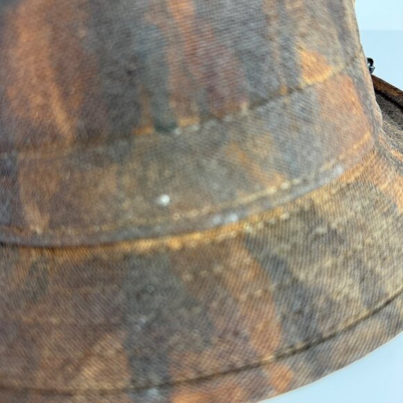 Distressed Fedora Brown Camo Floral Accent Steampunk Stagecoach Stingy Brim - Picture 12 of 13